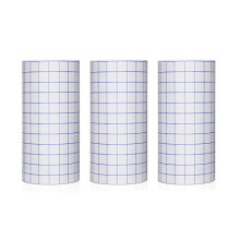 3 Rolls, 30 x100 cm per Roll Clear Transfer Vinyl Paper with Grid, Adhesive HTV Iron On Vinyl Transfer Tape Backed Vinyl Roll for T-Shirts, Hat,