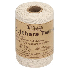 656 Feet 3Ply Cotton Bakers Twine, Food Safe Cooking String for Tying Meat, Making Sausage (White)