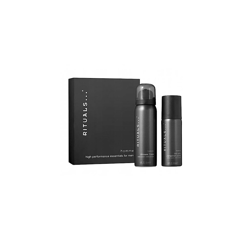 - Homme gift set for men: bath foam 50 ml + deodorant spray 50 ml