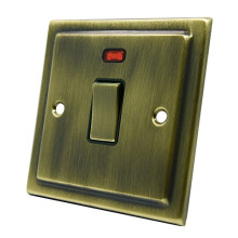 VABSFNBB Victorian Antique Brass Spur w/Neon-13 Amp Switched Fused Connection Unit with Neon Indicator