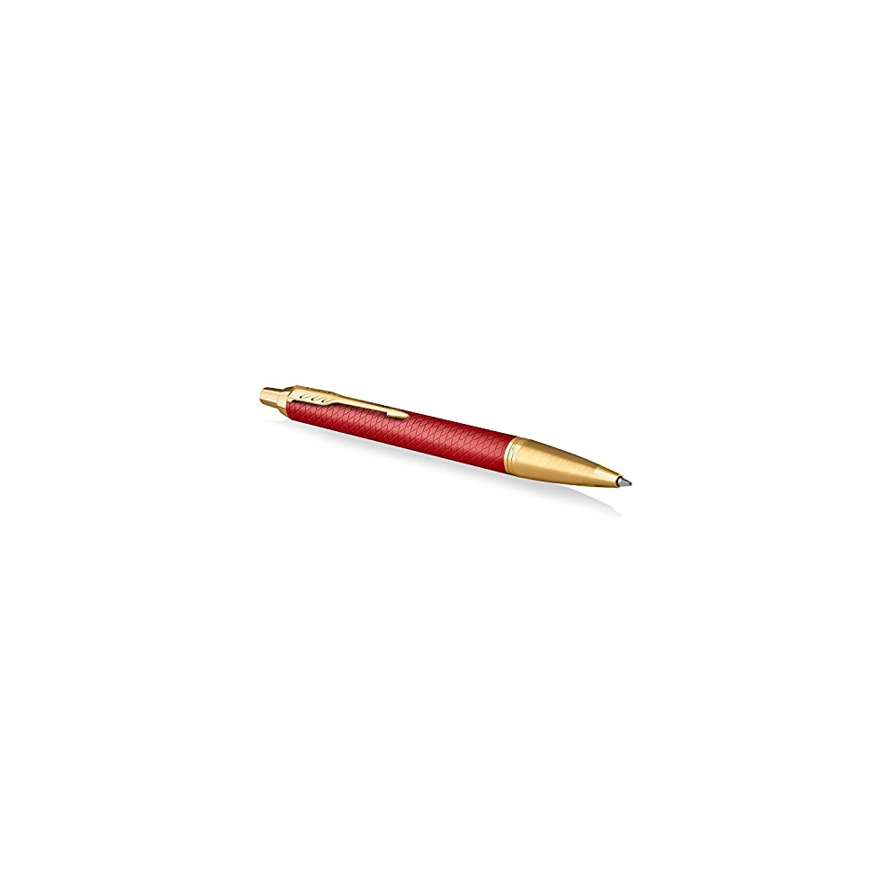 IM Ballpoint Pen | Premium Red Lacquer with Gold Trim | Medium Point with Blue Ink Refill | Gift Box