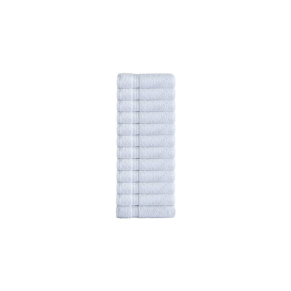 100% Egyptian Cotton Flannel Face Cloths Wash Towels - 12 pack - White - 30x30CM