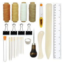 Bookbinding Tools Kits ,25PCS Premium Sewing Tools for Leather,Handmade Books and Paper DIY Bookblind Set, Including Sewing Needles/Waxed