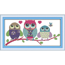 Cross Stitch Counted Cross Stitch Kits For Adults Beginners 14 Count DMC Embroidery Kit Needlework Crafts Cartoon Owl (WHITE)