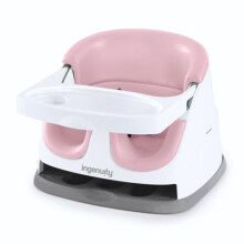 Ingenuity, Baby Base 2-in-1 Seat, Peony, Booster Chair, Dining and Feeding Seat for Toddlers, Easy to Clean with Removable and Self-Storing Tray, Ages
