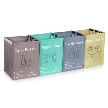 4 Packs Recycling Bags with handle Separate Sorting Organizer Woven waste Bins bag Waterproof for Kitchen Home Office Heavy Duty Reusable Storage,Easy