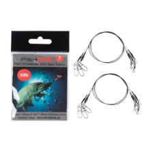 - 6 (2 packs of 3) PRO Titanium 50cm Wire Spin Traces with Rolling Swivel - 40lb 50lb - Low Diameter For Making Low Visibilty Predatory Fishing Rigs