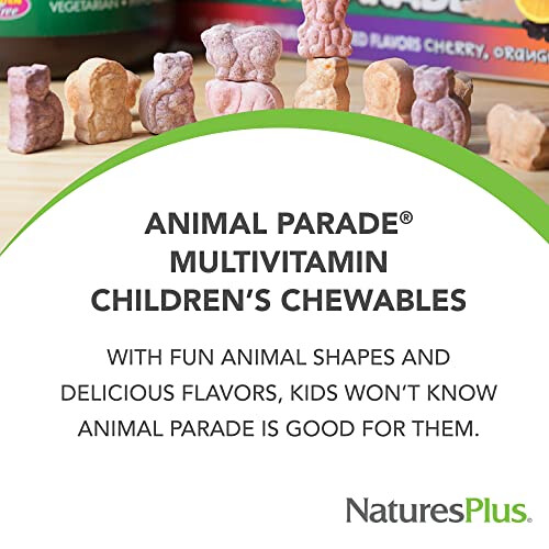 NaturesPlus, Animal Parade, Complément Multivitaminé à Croquer pour Enfants, Cerise, 180 Comprimés en Forme d'Animaux 2