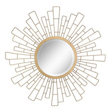 Round Decorative 23.6" Geometric Metal Sunburst Hanging Mirror for Wall, Antique Gold