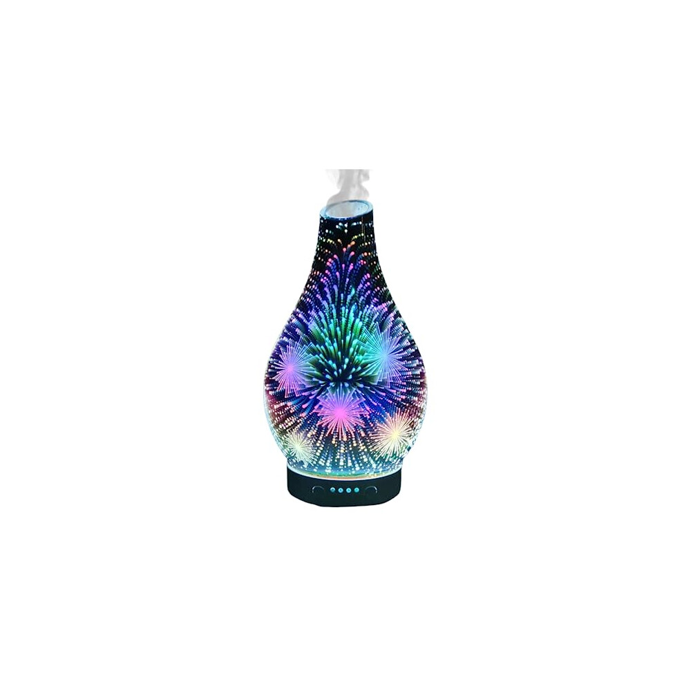 3D Firework Glass Ultrasonic Diffuser- Oil Diffusers And Humidifiers For Home - An Aromatherapy Diffuser To Pair With Essential Oils Or Used As An LED