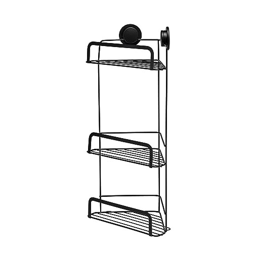 Croydex Stick 'n' Lock 3 Tier Corner Basket Matt Black