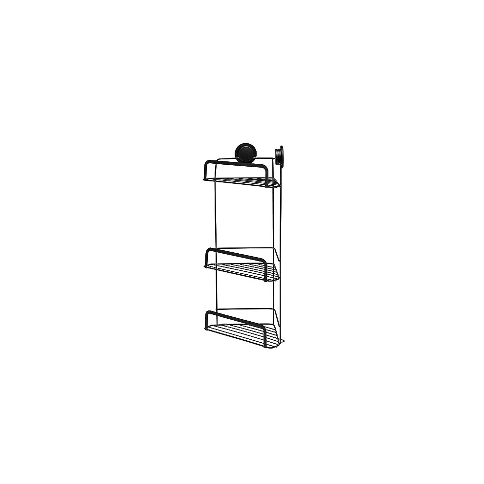 Croydex Stick 'N' Lock 3 Tier Corner Basket Matt Black