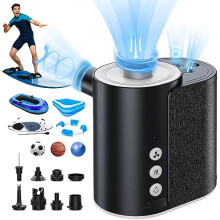 Multifunctional Electric Pump，4000mAh Have Low/High Pressure（20PSI max) Air Pump with Lighting, 8 Nozzles For Balloons, Football, Sup, Swimming