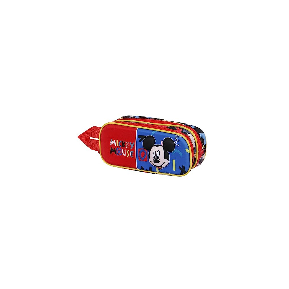 Mickey Mouse Joyful-3D Double Pencil Case, Blue, 22 x 9.5 cm