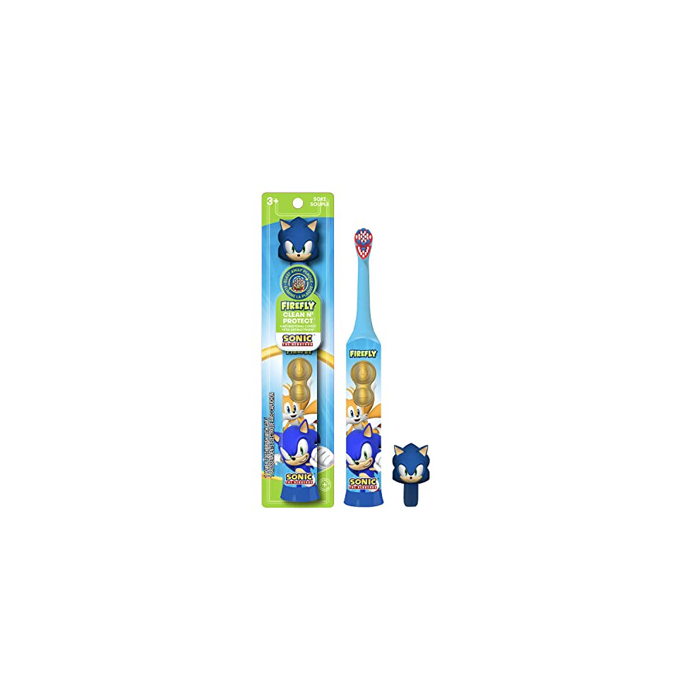 Clean N' Protect, Sonic The Hedgehog Toothbrush with 3D hygienic Cover, Premium Soft Bristles, Anti-Slip Grip Handle, Battery Included, Ages 3+, 1