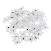 50pcs Wire Mesh Glitter Butterfly 3D Decorative Butterflies Wedding Party Table Scatter Scrapbook Craft Card Making Decoration White