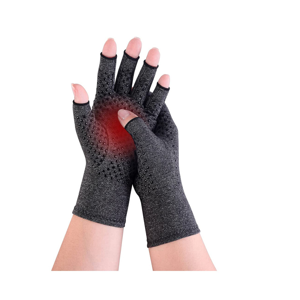 1Pairs Arthritis Gloves Fingerless Compression Gloves Non-slip for Women Men Relieve Symptoms Rheumatoid Osteoarthritis Raynauds Disease Breathable