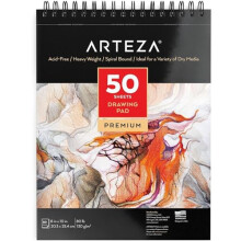 Drawing Pad [20.3 x 25.4 cm, 50 Pages] Spiral-Bound Sketch Pad with Durable 130 GSM Paper, Art Supplies for Students, & Adults
