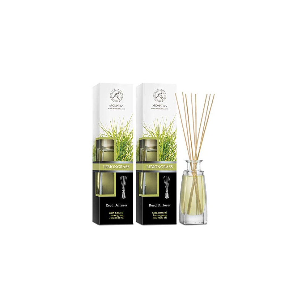 Aromatika Trust The Power Of Nature Reed Diffuser Lemongrass - 2X100ml - Room Diffusers Set With Lemongrass Essential Oil - Scented Diffusers With Sticks - Home Fragrance - Air Freshener