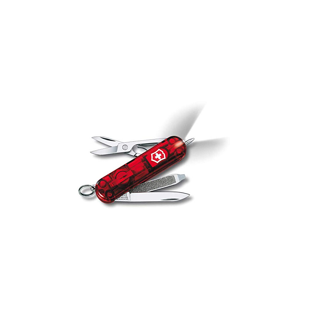 Joom Shogun Play Light/Red Victorinox Signature Translucent Emergency Ballpoint Led Knife, Supplies, Pen, 7-Function Swiss-Made Multi-Tool [ ] 0.6226.T - Image 2