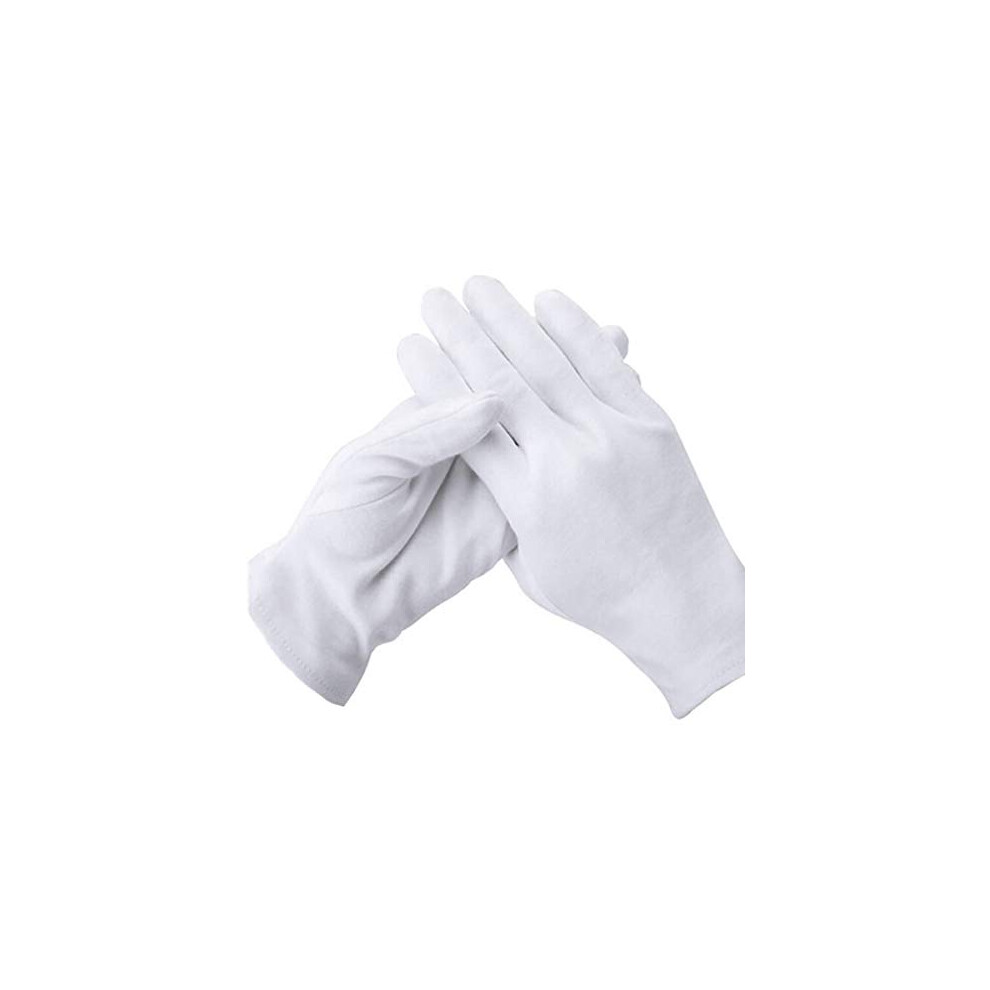 White Gloves, 12 Pairs Soft White Cotton Gloves for Coin Jewelry Inspection,Protection and Decoration,Reusable Health Daily Work Gloves For Men