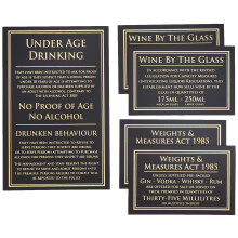 mileta signs drinkstuff Pub Laws Sign Set with Weights & Measures Act Signs | UK Licencing Act Signs, Wine By The Glass Signs, Shot Measure Signs