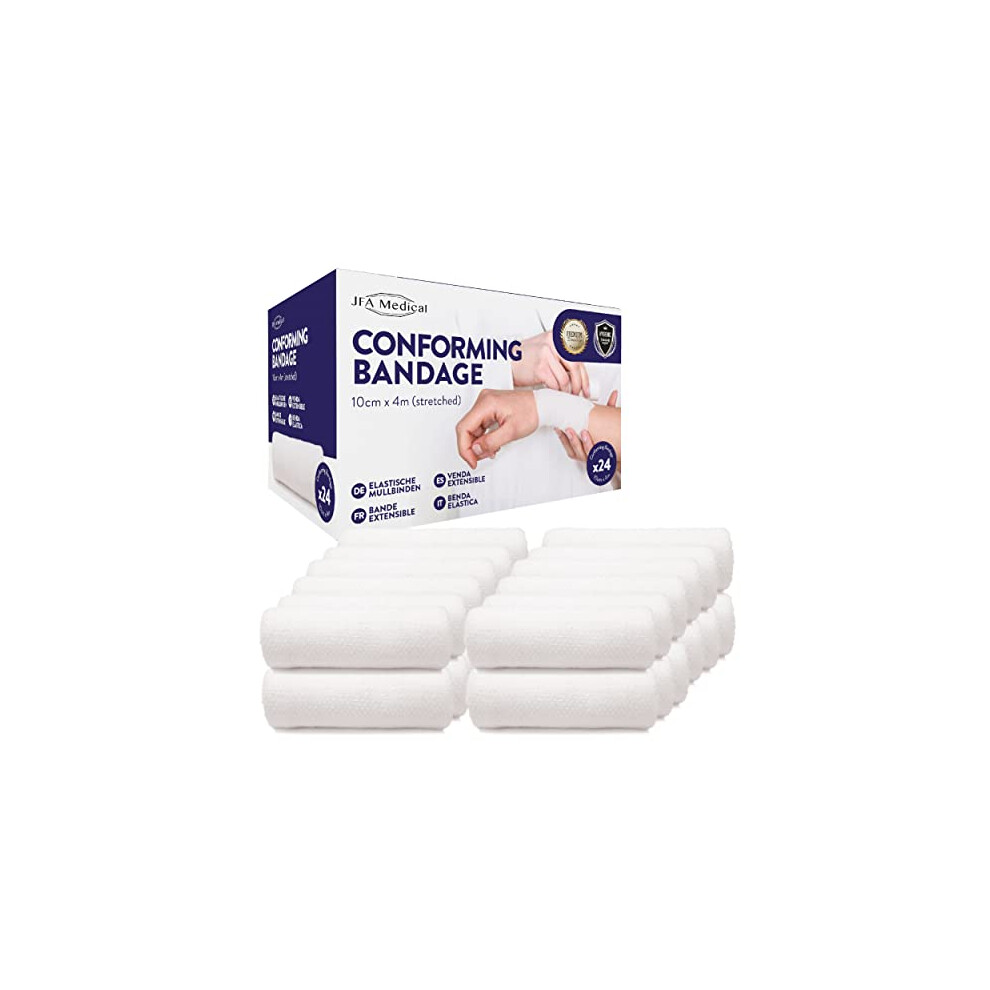 Jfa Medical Conforming Bandage, Gauze Bandage Roll 10Cm X 4M - Box Of 24