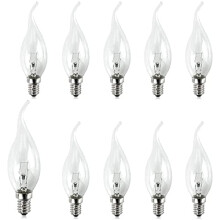 10 Pack Small Screw Candle Bulbs, Bent Tip 40 Ẉạṭṭ Clear Edison Screw Candle Bulb SES /E14, 240V