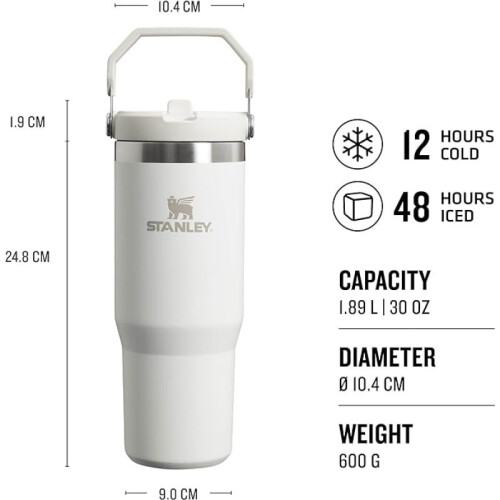 STANLEY Iceflow Stainless Steel Water Bottle 0.65L - Leakproof Thermal Flask With Straw