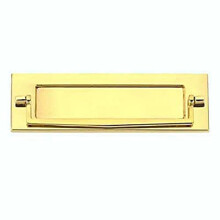BH01875 Victorian Style Sprung Letter Plate with Knocker, 250 x 75mm (10 inch x 3 inch) -Polished Brass Plate & Knocker