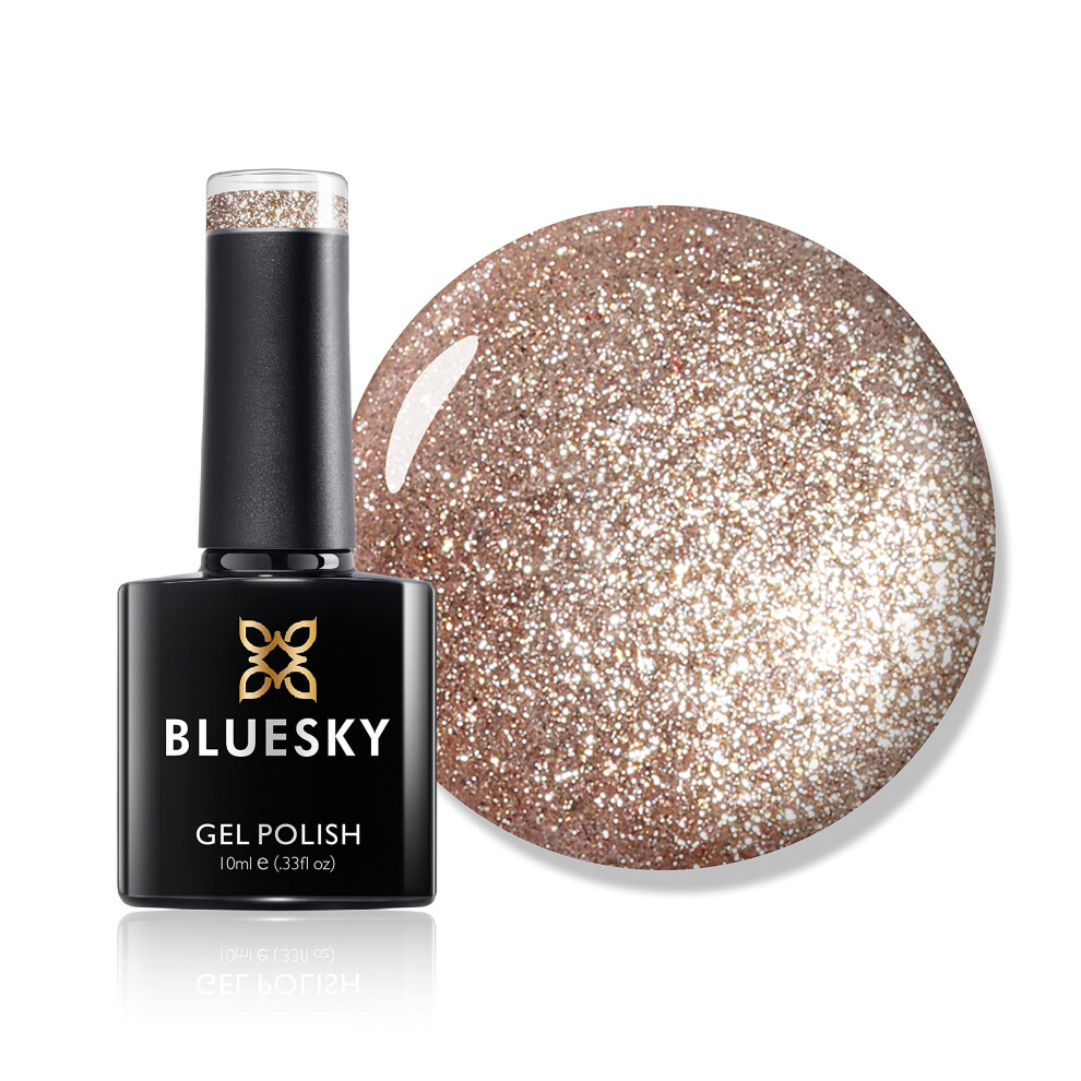 Gel Nail Polish, Rose Gold QCG15, Pink Glitter, 10 Ml Long Lasting, Chip Resistant, 10 Ml (Requires Drying Under UV LED Lamp)