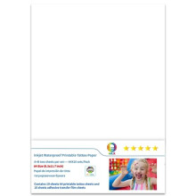 Inkjet Printable Waterproof Water Transfer Paper for Temporary Skin, Nail Sticker (A4 x10 Sets)