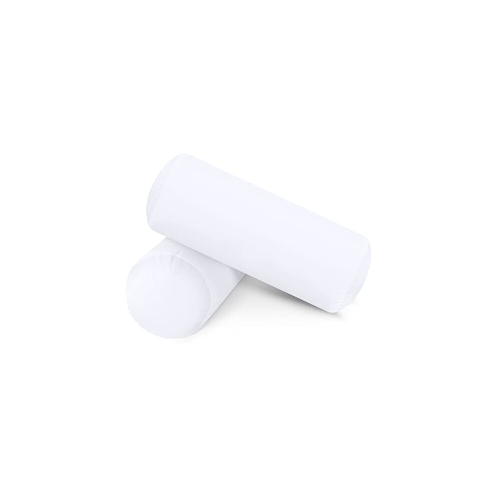 Pillow Roll (Pack of 2), 15 x 40 cm (6” x 16”) Support Pillow, Hollowfibre Pillow For Stress Relief (White)