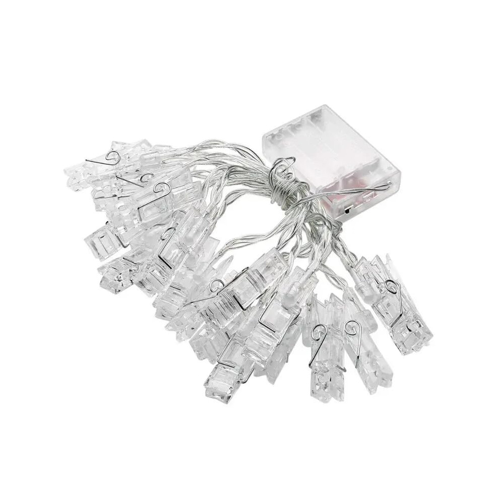 LED Clips - 3m Photo Clip Strip Lights with 20 LED Clips - Warm White Lighting - Battery Operated