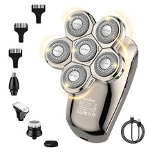Electric Razor for Bald Men, Bald Head Shavers for Men 5-in-1 Multifunctional 6D Electric Head Shaver Waterproof Recharageable Rotary Shaver Grooming