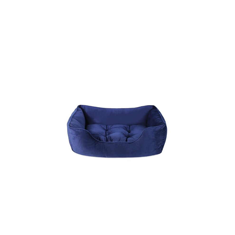 Velvet Square Dog Bed, Navy, Large