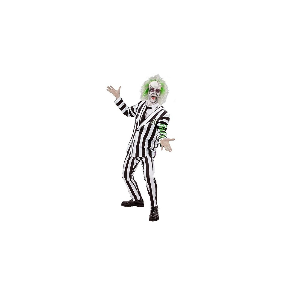 81025 Beetlejuice Costume, Men, Black & White, XL-Size 46"-48"