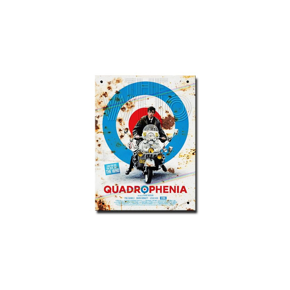 Quadrophenia The Movie Classic Film Metal Poster Sign featuring The Who, Vespa Mod Gift for Man Cave Scooter Memorabilia Artwork Union Jack Colours