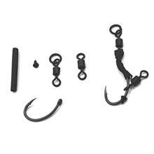 10 Set Ronnie Rigs -Teflon Barbed Hook Quick Change Swivels Hook Stops Shrinking Tube Made Hair Combi Rig Carp Pop Up Coarse Fishing