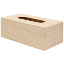 Box of tissues with Wood Base, B, Beige, 25 x 13 x 9 cm