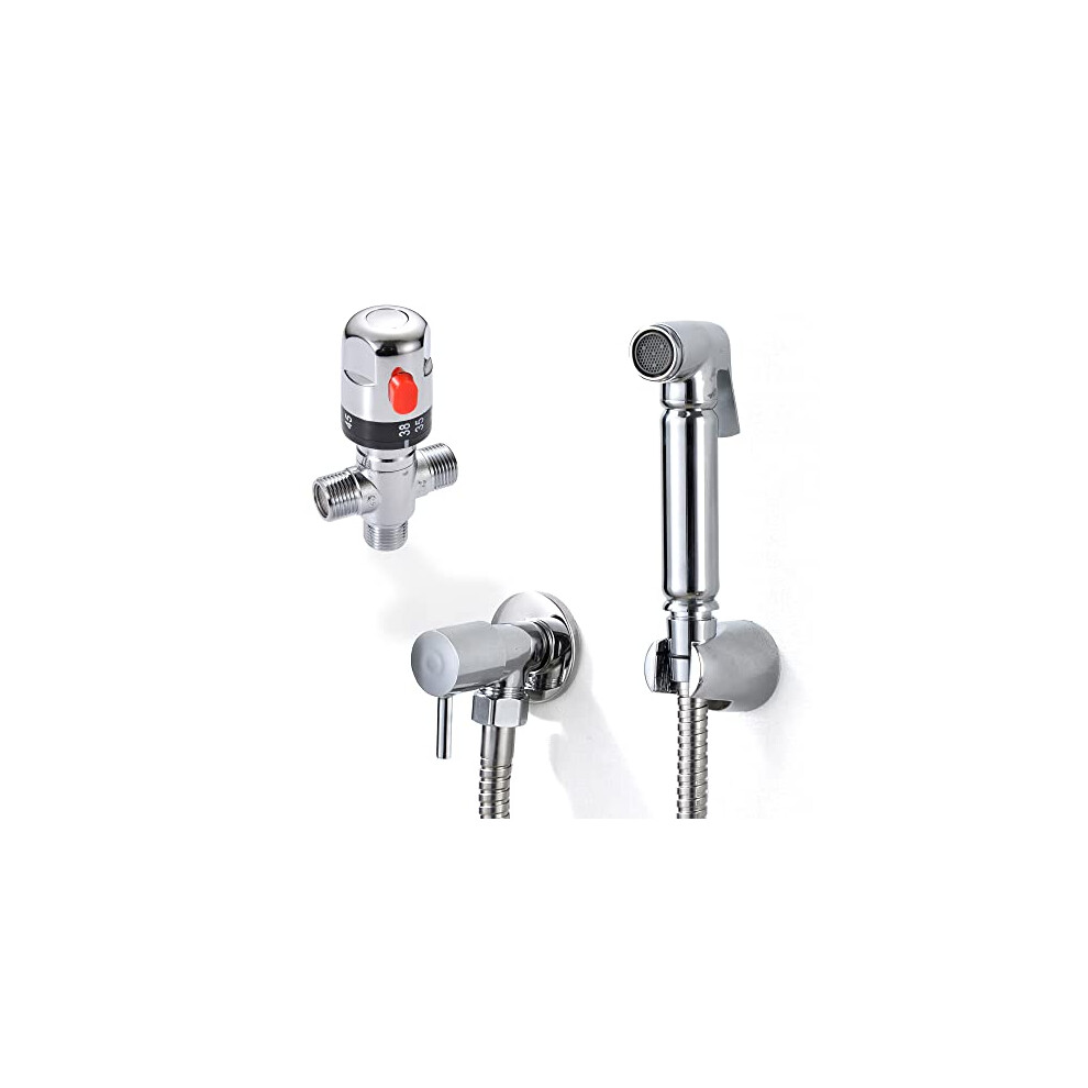 Xcel Home Thermostatic Chrome Brass Bidet Douche Set | Quality Muslim Shattaf Shower Head | Hygiene Toilet Spray Kit | 1 Set 762301124655