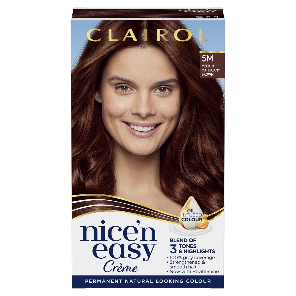 Nice'n Easy CrÃ¨me, Natural Looking Oil Infused Permanent Hair Dye, 5M Medium Mahogany Brown