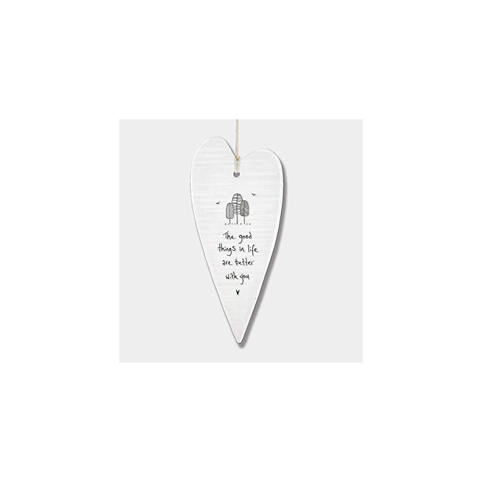 Porcelain Long Heart Hanging Decoration - The Good Things In Life