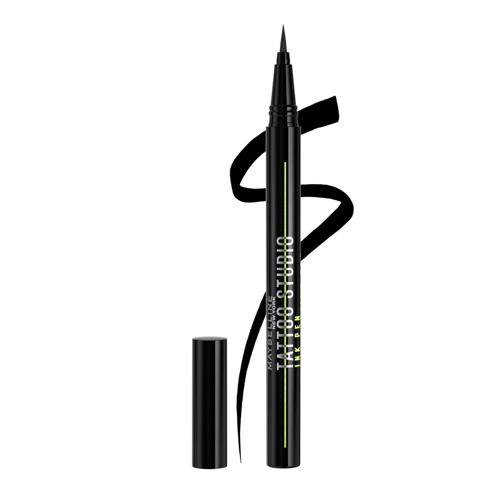 Pen Eyeliner, Waterproof, Brush Tip Liner, Precise Lines, Tattoo Impact, Up to 24h Wear, Tattoo Liner Ink, Jet Black