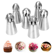 Russian Piping Tips Set, Xfaiz 6PCS Stainless Steel Cake Cupcake Decorating Supplies Kit Flower Frosting Tips DIY Icing Piping Tips for Cake