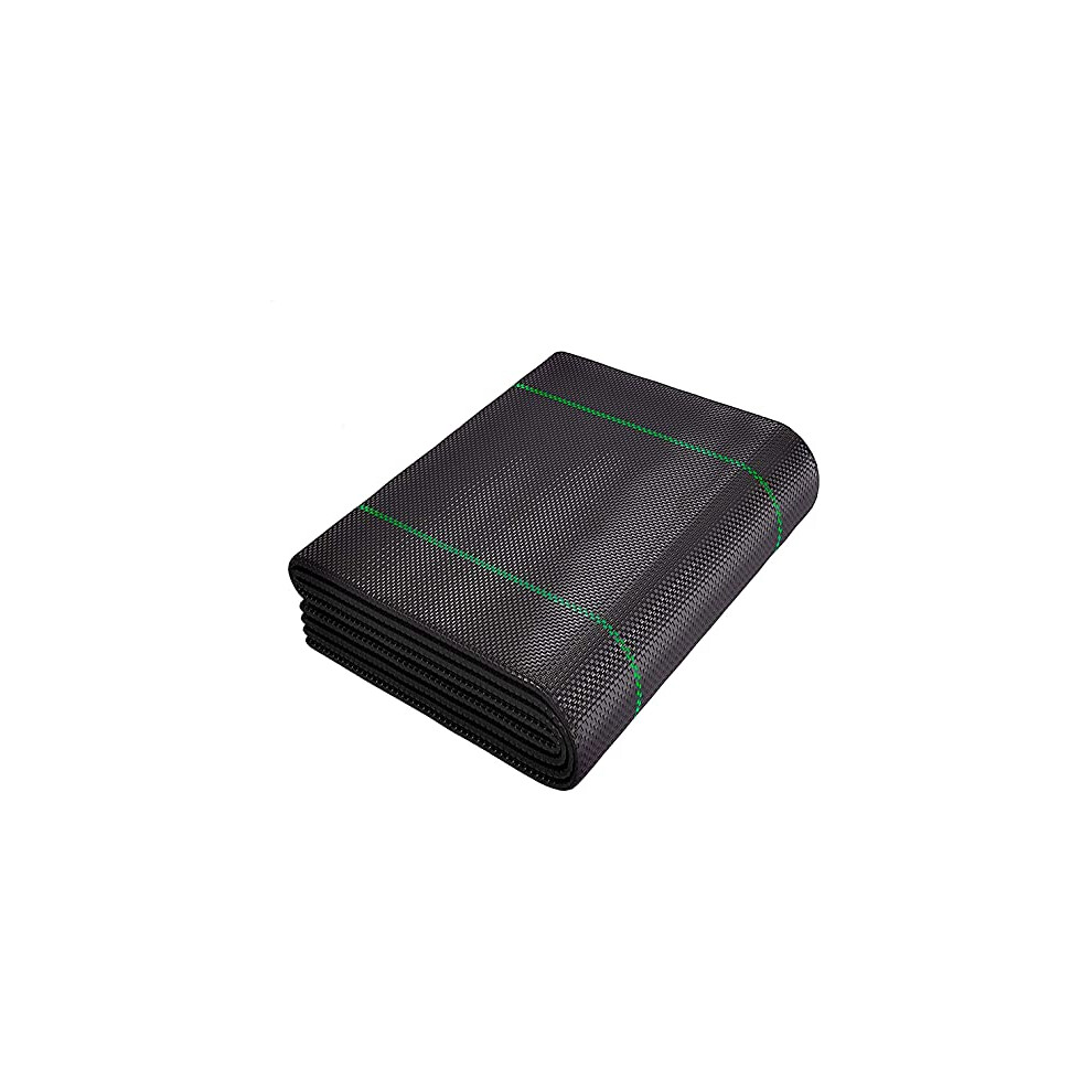 2m*5m Weed Barrier Weed Control Membrane Woven Fabric, Heavy Duty Thick Black Garden Sheet Commercial Landscape Horticultural Matting Material for