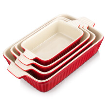 MALACASA, Series Bake, Rectangular Baking Dish Set of 4 (9"/11"/12"/14"), Oven to Table Baking Dish with Ceramic Handles Ideal for