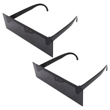 2PCS Flat Rectangular Glasses Pixel Sunglasses for Fancy Dress Accessory Party Cosplay