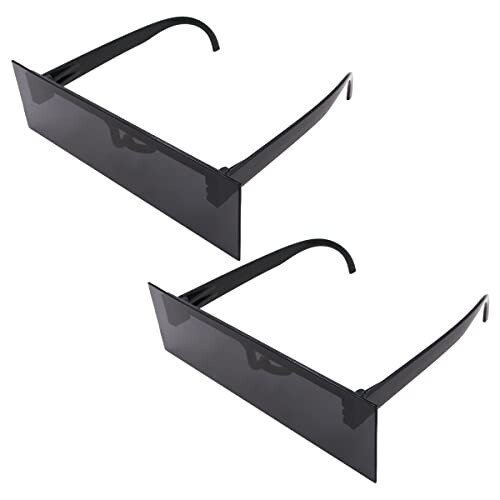 2PCS Flat Rectangular Glasses Pixel Sunglasses for Fancy Dress Accessory Party Cosplay