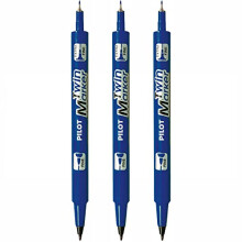 Twin Marker Fine and Medium Blue indélibile 2 Ogives Tips: (Pack of 3